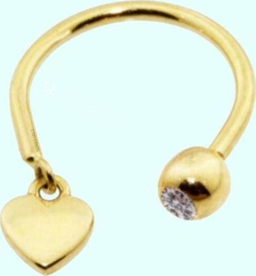 Altın Yarım Halka Kulak Piercing 14 Ayar Sade Kalp