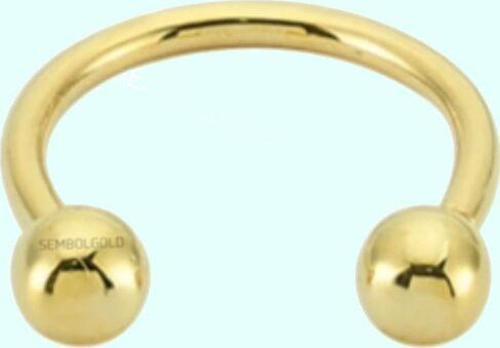 Altın Yarım Halka Kulak Piercing 14 Ayar Sade Top