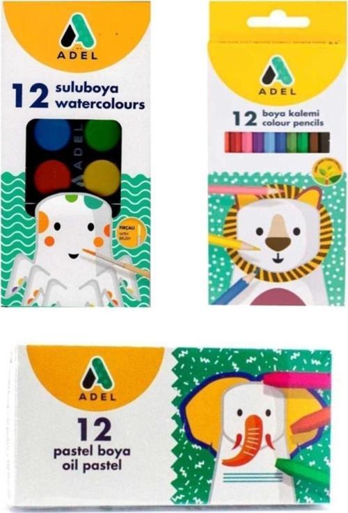 12Li Pastel Boya Kuru Boya Sulu Boya Seti