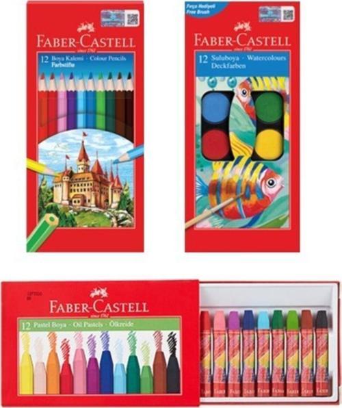 Faber-Castell 3'Lü Boyama Seti (Kuru, Sulu Ve Pastel Boya)