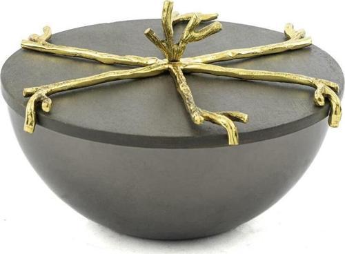 Branch Kapaklı Gold Gri Kase 17x10cm
