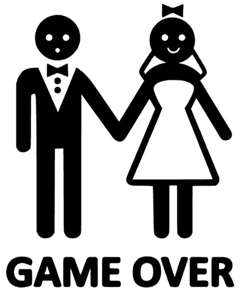 Evlendik ve Game Over Sticker 20 x 24 cm 331313