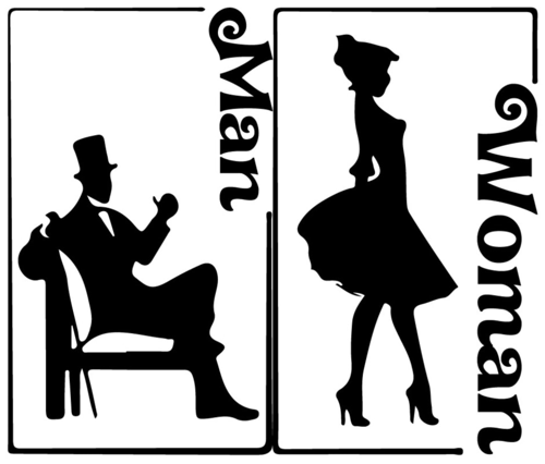 Man-women Tuvalet-wc Kapı Sticker 60 x 100 cm 331183
