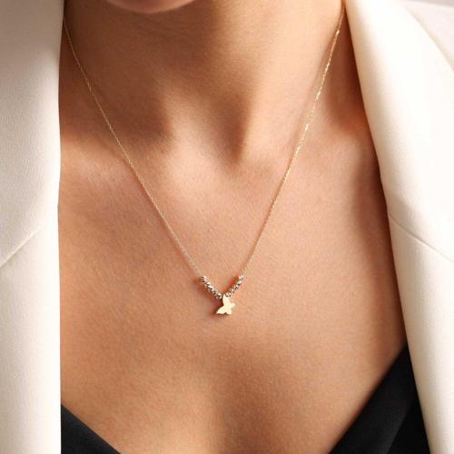 Kelebek Altın Kolye Dorikalı