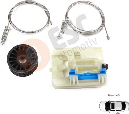 Fiat Egea Tipo MK2 356 357 2015-On 4/5 Kapı İçin Elektrikli Sol Arka Kapı Cam Kriko Tamir Seti