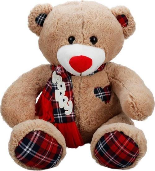 8370 Ekoseli Atkılı Peluş Ayı 60 cm