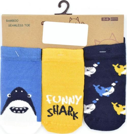 3'lü Cute Shark Bebek Çorabı 2182