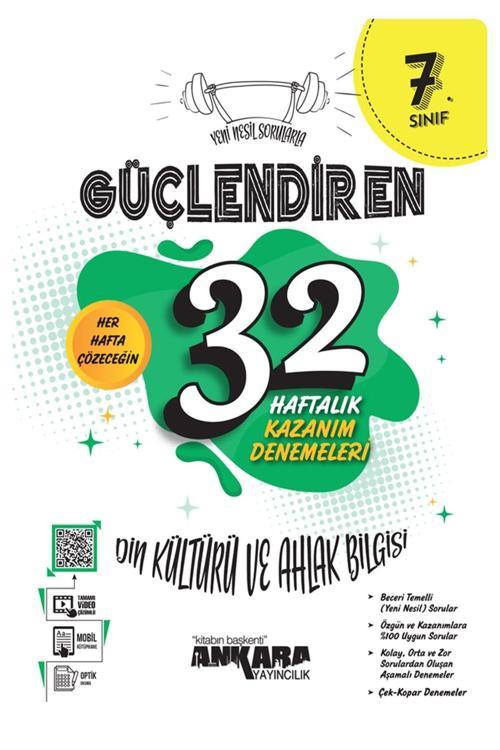 Ankara Yayıncılık 7.Sınıf Yeni Nesil Sorularla Güçlendiren 32 Haftalık Din Kültürü Ve Ahlak Bilgisi Kazanım Denemeleri