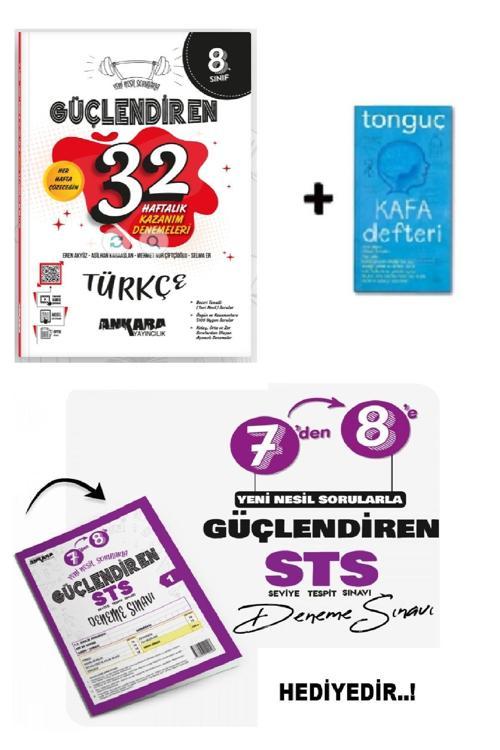 Ankara Yayıncılık 8. Sınıf Güçlendiren 32 Haftalık Türkçe Kazanım Denemeleri (Sts Deneme + Kafa Defteri Hediye)