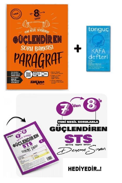 Ankara Yayıncılık 8. Sınıf Paragraf Güçlendiren Soru Bankası + Sts Deneme+ Kafa Defteri Hediye