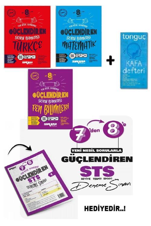 Ankara Yayıncılık 8. Sınıf Türkçe-Matematik-Fen Bilimleri Güçlendiren Soru Bankası +Sts Denemesi + Kafa Defteri Hediye