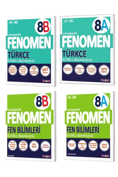 Fenomen Yayıncılık Okul 2024 8. Sınıf Lgs Türkçe + Fen Bilimleri A + B Soru Bankası Seti 4 Kitap