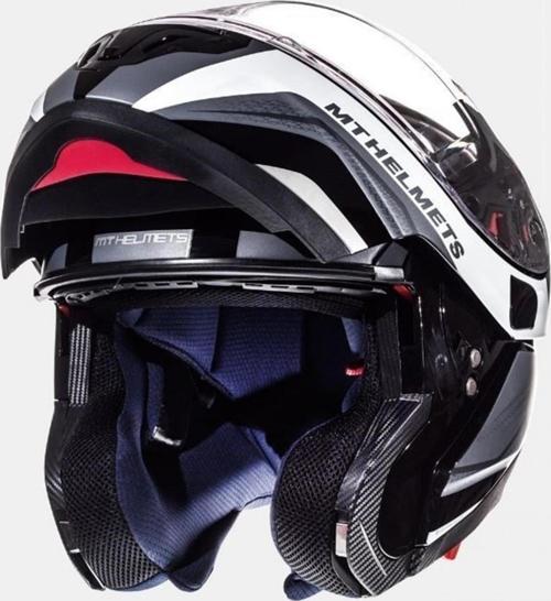 Atom Sv Tarmac Çene Açılır Kask Vizörlü Gloss Black/white Small