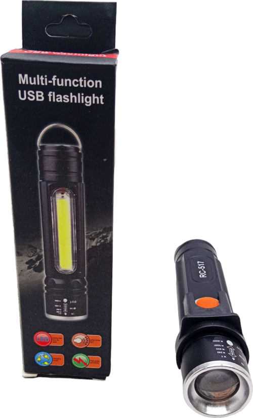 ZOMLU USB ŞARJLI EL FENERİ METAL KASA (3877)