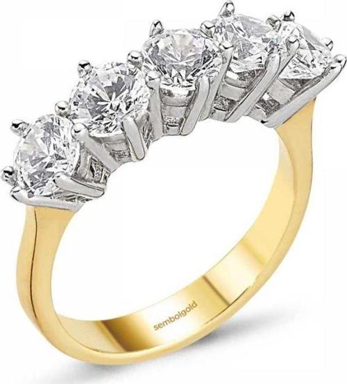 Altın 5 Taş Yüzük