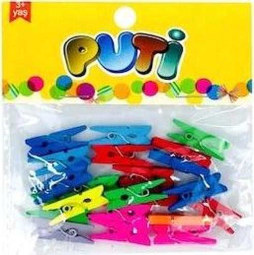 Ahşap Küçük Mandal Renkli 24 Lü 4667