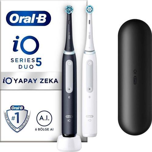İo 5 Şarjlı Diş Fırçası Seti 2'Li - Mat Siyah / Beyaz