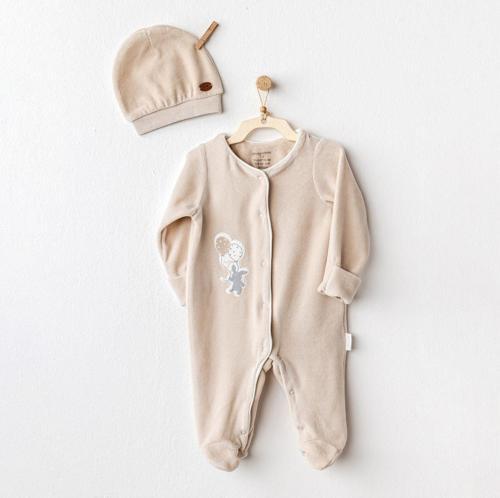Bebek Tulum Takim Romper Hat Set Velvet Happy Everyday
