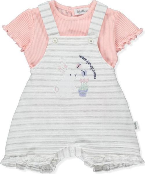 Kız Bebek Salopet Tulum Takım Ekru K4321