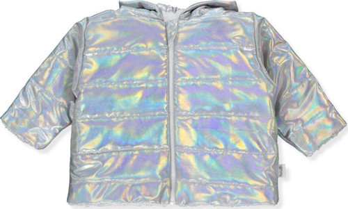 Varak Elyaflı Kapşonlu Mont (Reflective) Hologram K4650