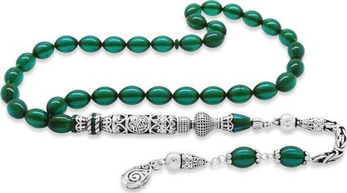 925 Ayar Gümüş Kral Püsküllü Nakkaş İmameli Cevşen Tasarım Turkuaz Ateş Kehribar Tesbih