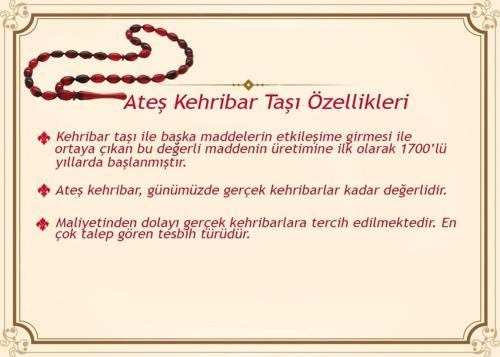 Antik Bakır Osmanlı Saray Püsküllü Arpa Kesim Bayrak Kırmızı Ateş Kehribar Tesbih