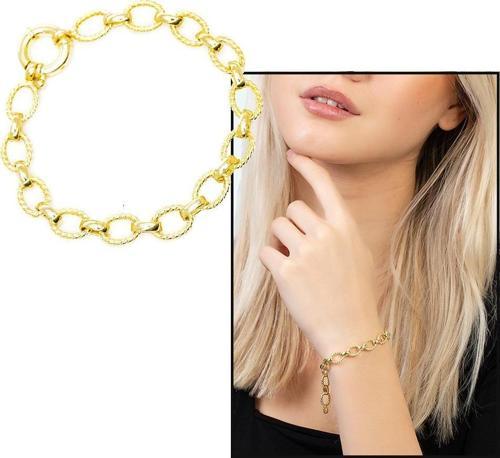 Gold Renk Halloy Model 925 Ayar Gümüş Kadın Bileklik