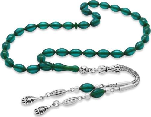 Kararmaz Metal Su Damlası Püsküllü Arpa Kesim Bilek Boy Turkuaz Ateş Kehribar Tesbih