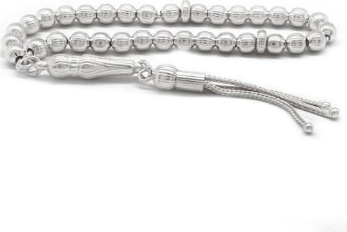 Kalem İşçilikli Üç Püsküllü Küre Kesim Bilek Boy 925 Ayar Gümüş Tesbih