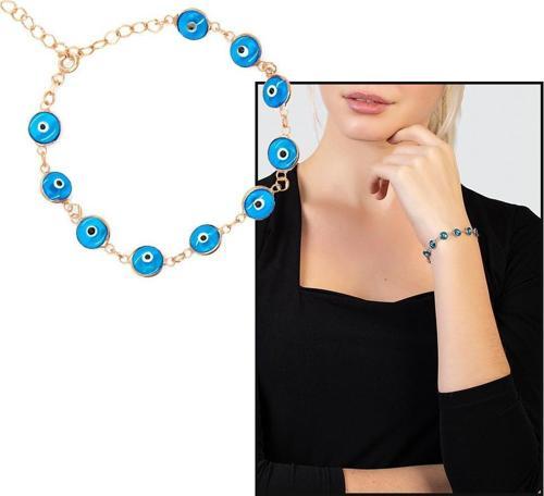 Rose Renk Nazar Boncuğu Detaylı 925 Ayar Gümüş Kadın Bileklik