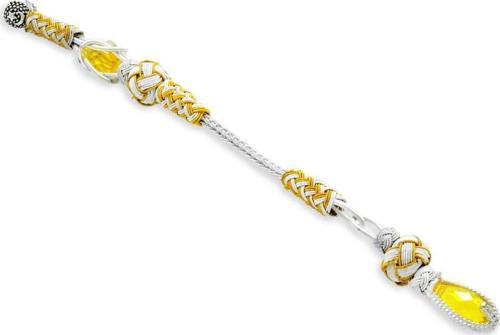 Sarı-Beyaz Renk Bakır Kaplama Sarı Taşlı Kazaz Püskül