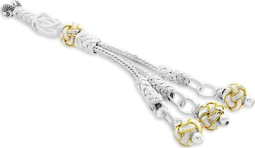 Sarı-Beyaz Renk Bakır Kaplama Üçlü Top Kazaz Püskül