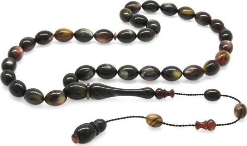 Sistemli Arpa Kesim Sedefli Siyah-Sarı Renkli Colorful Katalin Tesbih