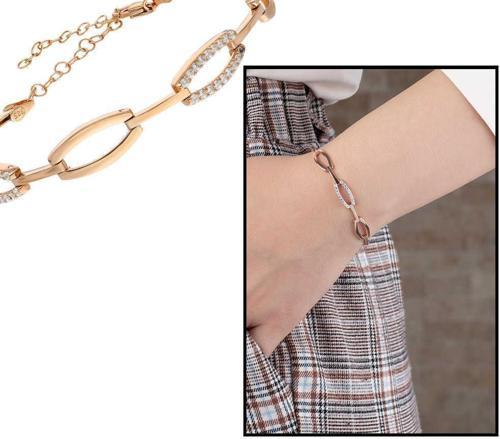 Zirkon Taşlı 6lı Cats Eye Rose Renk 925 Ayar Gümüş Bayan Bileklik