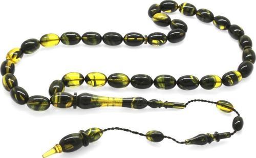 Sistemli Özel Kesim Usta İşçilikli Sarı Siyah Hareli Katalin Tesbih