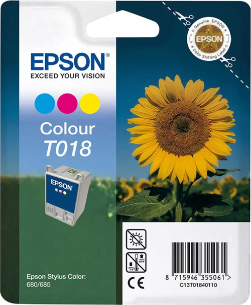 OUTLET EPSON T018 C13T01840120 RENKLİ ORJİNAL KARTUŞ 300 SAYFA (STYLUS 680 STYLUS685 STYLUS777)