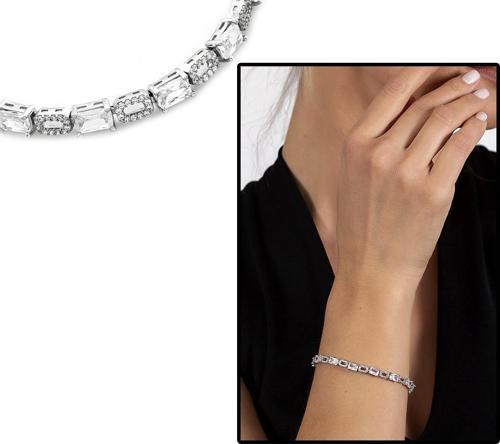 Starlight Diamond Pırlanta Montür Zirkon Taşlı Orta Boy 925 Ayar Gümüş Su Yolu Bileklik