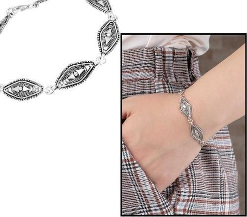 Tam Tur Baklava Desen Tasarım 925 Ayar Gümüş Bayan Bileklik