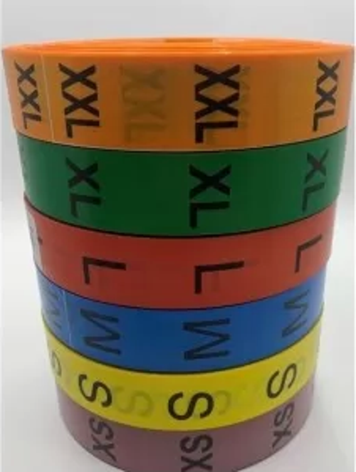 RENKLİ BEDEN ETİKETİ S BEDEN 400 LÜ SARIM TOPLAM 4000 ADET