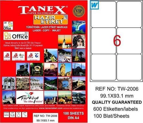 2006 LASER ETİKET 99x93mm 6x100 600 ADET