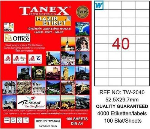 2040 LASER ETİKET 52x29mm 40x100 4000 ADET