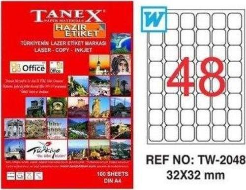 2048 LASER ETİKET 32x32mm 48x100 4800 ADET