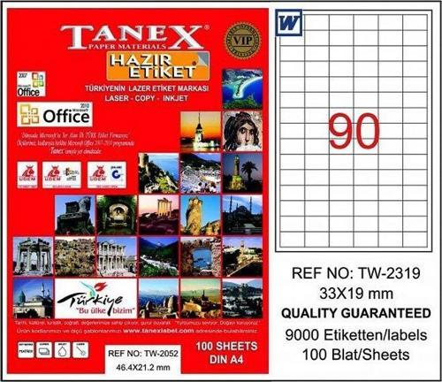 2319 LASER ETİKET 33x19mm 90x100 9000 ADET