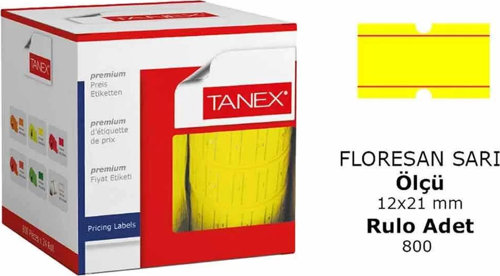 Motex Çizgili Flo Sarı Etiket 800 Adet