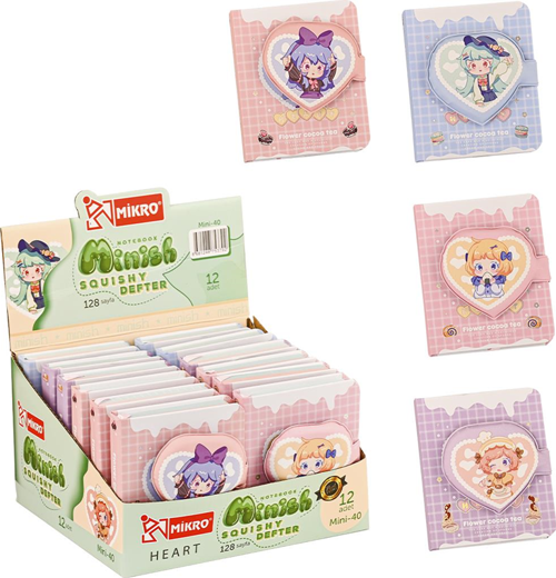 Not Defteri Minish Heart Squishy Mini 128 Yaprak Mini-40 (Karışık Renk 1 Adet)