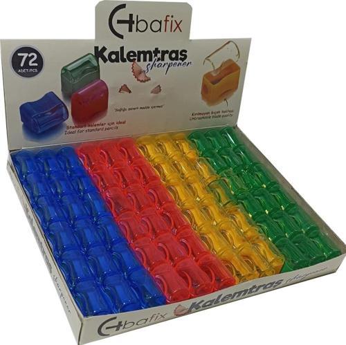 Kalemtıraş Plastik Tek Bölmeli Kapaklı Ts801 (72 Li Paket)