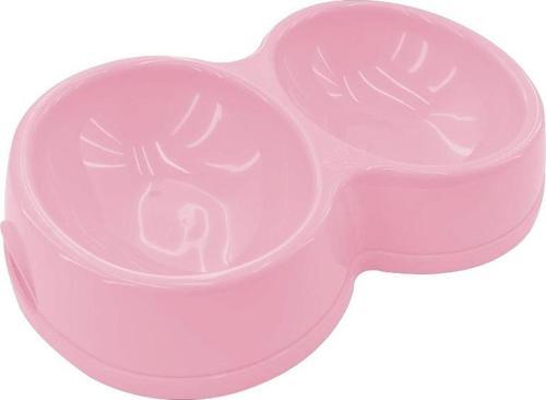 8566 Çiftli Kedi/Köpek Mama Kabı Pembe