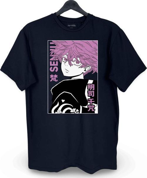 Kawaragi Senju Tokyo Revengers Baskılı Loose Fit Bisiklet Yaka Unisex Tişört