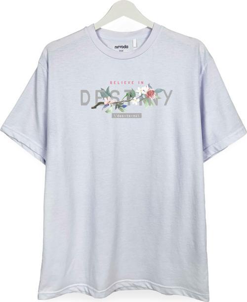 Believe in Destiny Kadere İnan Baskılı Unisex Bol Kalıp Bisiklet Yaka Tişört
