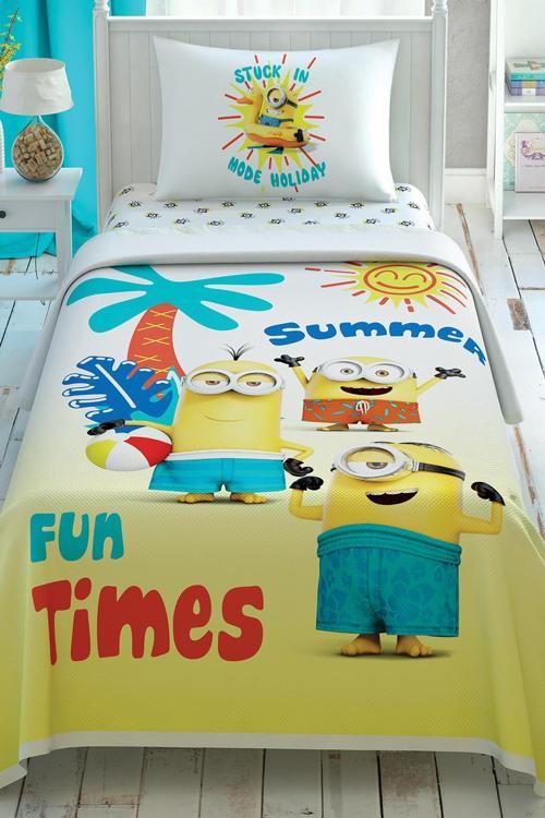 Lisanslı Minions Summer Pamuklu Tek Kişilik Pike Takımı